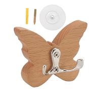 Pilipane Gancho de pared de madera con forma de mariposa, elegante colgador de pared hecho a mano de madera de haya para abrigo, ropa, sombrero, toalla, organizador de decoración del