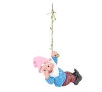 Pilipane GNOME Statue Figurine Sculpture Vivid Funny Realistic Climbing Hanging Garden Decor for Home Outdoor Resin 240x150x120mm (Blue)