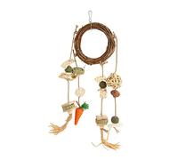 Pilipane Jaula para Conejos, Juguetes para Masticar Colgantes, Rechinar Dientes Naturales Seguros, Anillo para Masticar de Conejo Saludable con Golosinas para Masticar para Hámster, Loro,