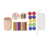 Pilipane Madera de aprendizaje de colores de clasificación juguetes educativos habilidades finas sensoriales juego de emparejamiento con 16 palos, 10 piezas redondas con cordón bolsa de lona