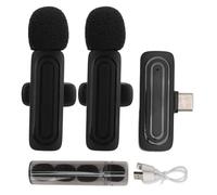 Pilipane Micrófono Wireless Lavalier 2.4G Canciones de Ruido de Baja latencia Anti interferencia Micrófono para entrevista en Vivo Grabación de Clase en línea Conector Tipo C de Aluminio (Negro)
