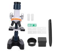Pilipane Microscopio para niños Kit de ciencia óptica con batería de alta definición con 4 diapositivas de vidrio en blanco Caja de contenedor de muestras Pinzas para estudiantes de (azul)