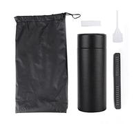 Pilipane Mini humidor de Puros portátil de Cuero de PU con Forro de Madera de Cedro, Caja de cigarros de Cedro español Hecha a Mano con humidificador higrómetro para Viajes en el hogar, (Negra)