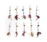 Pilipane Plumas de Repuesto para Poste de Gato, 10 Piezas, Lindo Diseño de Insecto Volador, Varita Teaser, Accesorios de Juguete con Campana y Gancho para Juego Interactivo, Plumas de Aves