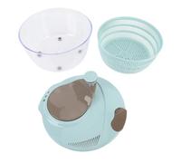 Pilipane Secador de frutas y verduras Lavadora de ensaladas Secador de verduras con manivela con separación de doble capa Orificios de drenaje dobles para cocina Capacidad de 4 litros