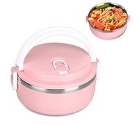 Pilipane Termo para comida caliente, fiambrera térmica, caja aislada, fiambrera redonda de acero inoxidable 304, contenedores de comida sellados, Rosa de una sola capa