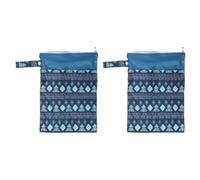 Pilipane Two Zippered Wet Dry Bags Waterproof Reusable Leak Proof Double Pockets For Baby Cloth Diapers Travel Outings Polyester 25 X 35cm 2pcs (G40)