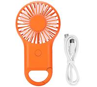 Pilipane USB Charging Handheld Portable Fan 3 Speed Adjustable Mini Fashionable Carabiner Fan Lightweight Rechargeable with Colorful Lights for Outdoor Travel Camping Hiking Office Home Use (Naranja)