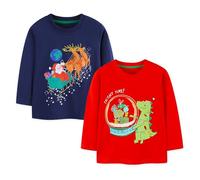 Pilipulu Camiseta de Manga Larga Niño, Pack de 2 Camisetas de Algodón, T-Shirt Bebé Niños de Dinosaurio para Infantiles 3 Años, 1