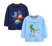 Pilipulu Camiseta de Manga Larga Niño, Pack de 2 Camisetas de Algodón, T-Shirt Bebé Niños de Dinosaurio para Infantiles 3 Años, Dinosaurios 1