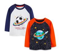 Pilipulu Camiseta de Manga Larga Niño, Pack de 2 Camisetas de Algodón, T-Shirt Bebé Niños de Dinosaurio para Infantiles 4 Años, Universo 2