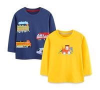 Pilipulu Camiseta de Manga Larga Niño, Pack de 2 Camisetas de Algodón, T-Shirt Bebé Niños de Dinosaurio para Infantiles 4 Años, Autos 1