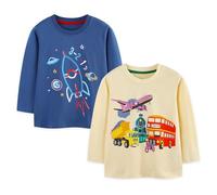 Pilipulu Camiseta de Manga Larga Niño, Pack de 2 Camisetas de Algodón, T-Shirt Bebé Niños de Dinosaurio para Infantiles 5 Años, Cohete 1