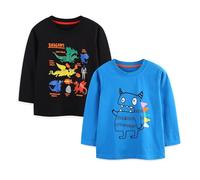 Pilipulu Camiseta de Manga Larga Niño, Pack de 2 Camisetas de Algodón, T-Shirt Bebé Niños de Dinosaurio para Infantiles 3 Años, Dinosaurios 3