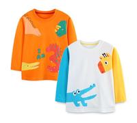 Pilipulu Camiseta de Manga Larga Niño, Pack de 2 Camisetas de Algodón, T-Shirt Bebé Niños de Dinosaurio para Infantiles 7 Años, Dinosaurios 4