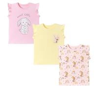 Pilipulu Camisetas de Manga Corta Niñas, Camiseta Algodon para Niña de Verano, Cuello Redondo T-Shirts Moda Informal Tops para Niños 3 Años, Rosa/Naranja/Amarillo