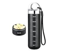 Pill Box 7 Day - Metal Suplement Organizer,Pequeño contenedor de medicamentos,for Adults Seniors Caregivers Daily Raily Travel Home Office Gym Vacation Business Trip