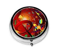 Pill Box Colorful Music Clef Estuche para píldoras impreso para monedero Organizador de píldoras redondo de viaje pequeño y lindo