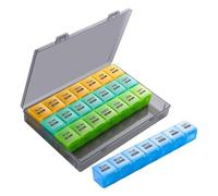 Pill Box, Medicine Organizer, 28 Compartments Dust-Proof Travel-Friendly Pill Storage Case with Transparent Lid for Daily or Weekly Use, 9.37x5.79x1.46 Inches 332g