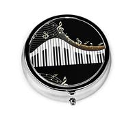 Pill Box Music Note Pill Case para monedero Organizador de píldoras redondo de viaje pequeño lindo