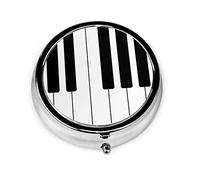 Pill Box Piano Keys Music Pill Case para monedero Lindo pequeño organizador de píldoras redondo de viaje
