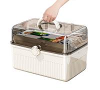 Pill Box, Storage Case, 12.01x7.87x8.46in Transparent Holder, Large Bin, Lid Handle for Supplements, Cosmetics, Sewing Tools, Daily Medication, Home Organization, Travel Use