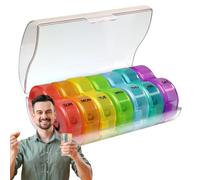 Pill Case, Pill Boxes Organizer, Colorful Clear Daily Portable Supplement Container, PP Medication Storage for Purse, Pocket, Reminder for Seniors, Travel-Friendly and Compact, 13.5x8.6x5.2cm