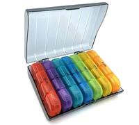 Pill Cases Box Organizer 7 Days 28 Grids 4 Times Portable Travel with Large Compartments for Vitamins Tablet Fish Oils(B-Upgrade-Black)
