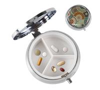 Pill Container, portátil píldora, caja de suplemento compacta, 3 compartments medication Storage, ideal para bolsillo, Purse, Travel, Daily Use, 1.97x1.97x0.63 pulgadas