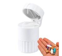 Pill Crusher and Cutter, Portable Pill Organizer, PP Multifunctional 4 in 1 Pulverizer Grinder, Drinking Cup, Crushes Pills for Elderly and Pets, 1.97x1.97x3.74 Inches