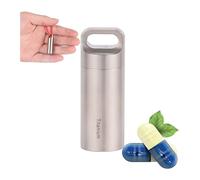 Pill dispenser Cápsula de píldora de titanio, botella de píldora impermeable de supervivencia al aire libre, collar de contenedor de píldora portátil, paquete de 2