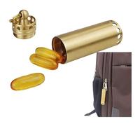 Pill dispenser Llavero con soporte for pastillas de latón, pastillero impermeable for viajes, botella de pastillas EDC for exteriores for bolsillo diario y kit de supervivencia for acampar (Size : La