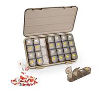 Pill dispenser Organizador de pastillas, pastillero de viaje de 7 días, pastillero hermético impermeable a prueba de humedad, sin BPA, fácil de abrir (Size : 28 grids-brown)