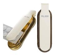 Pill Organizer - Compact Portable Sealed Dispenser 2 Pieces | Travel Pill Organizer Box Dispenser | Medicine Box For Travel Home Day Night Men Women Family Friends