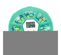 Pill Organizer, Medicine Box, Smart Reminder,4.33x0.98 Inches, Seven Grid Round Pill Case with Timer Function, Pocket Medication Holder for Daily Morning Night Travel Home Use