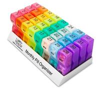 Pill Organizer Monthly - 31 Day Am/Pm Daily Pill Organizer 32 Pill Cases for Each Day, Pill Dispenser and Monthly Pill Organizer Box for Vitamins, Medicine and Medication