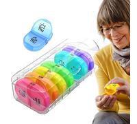 PILL PLARSTRIER Weekly - Organizador de vitaminas medicinales de 7 días | Caja de vitamina E medicina con dos compartimentos para contener aceite de pescado y suplementos 2 veces al día