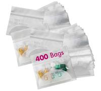 Pill Pouch Bags - (Pack of 400) 3" x 2.75" - BPA Free, Poly Bag Disposable Zipper Pills Baggies, Daily AM PM Travel Medicine Organizer Storage Pouches, Best Clear Reusable with Write-on Labels