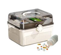 Pill Storage Box, Transparent Pill Holder, 12.01x7.87x8.46 Inches Large Capacity Bin with Handle, Clear Visibility, Secure Medicine Organizer for Supplements and Sewing Accessories