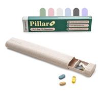 Pillar Plus - Organizador estético de pastillas de día 7 XL | Estuche de medicina de paja de trigo sin BPA | Bonito organizador de vitaminas para tabletas de viaje y hogar | Bonito pastillero semanal