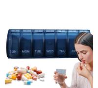 Pillbox 7 Days Compact Medication Organizer para On the Go, Doser semanal con cubierta clara y cierre robusto de clics | Solución práctica de almacenamiento para vitaminas, cápsulas, aceite de pescado
