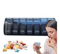 Pillbox 7 Days Compact Medication Organizer para On the Go, Doser semanal con cubierta clara y cierre robusto de clics | Solución práctica de almacenamiento para vitaminas, cápsulas, aceite de pescado