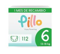 Pillo Pañales Talla 6 - Pack de 112 Pañales, 4 Paquetes de 28 Pañales Bebe 6 - XL (13-18 kg) - Pañales Bebé
