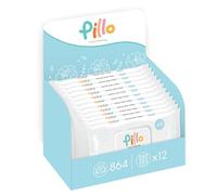 Pillo - Toallitas para bebé - 864 toallitas húmedas para niños - 12 paquetes de 72 toallitas higiénicas para bebés - 99,6% de ingredientes de origen natural con aloe vera y agua activa de avena