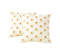 Pillow Covers 18x18,throw Pillow Covers Set Of 2,100% Cotton Floral Couch Pillow Covers,cream- Perfect for Living Room,bedroom
