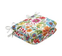 Pillow Perfect Bright Floral - Cojín de asiento para silla de interior/exterior con lazos en las esquinas redondeadas, relleno de fibra de felpa, resistente a la intemperie y a la decoloración, 15.5 x