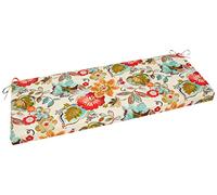 Pillow Perfect Bright Floral Indoor/Outdoor Sofa Bench Swing Cushion with Ties Cojín de Banco/Columpio, Poliéster Hilado, Verde, 45" x 18"