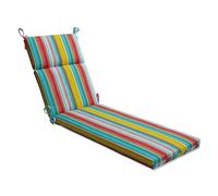 Pillow Perfect Cojín a rayas para diván de patio al aire libre, relleno de fibra de felpa, resistente a la intemperie y a la decoloración, respaldo dividido, 72.5 x 21 pulgadas, dinosaurio multicolor,
