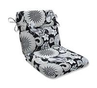Pillow Perfect Floral Indoor/Outdoor 1 Piece Split Back Chair Seat Cushion with Ties Sophia-Silla de Grafito con Esquinas Redondeadas, Negro
