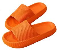 Pillow Slides Slippers, Unisex Shower Sandals with Thick Sole, Ultra-Soft Slippers Extra Soft Cloud Shoes Non-Slip Quick-Drying Open Toe Pillow Slides Sandals (Orange, numeric_44)
